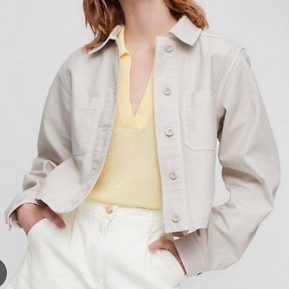 WIlfred Free Aritzia Sabrina Jacket - Cotton Cropped - Size XS - Beige - EUC - Picture 6 of 6